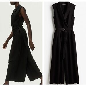 H&M long wide leg jumpsuit with belt